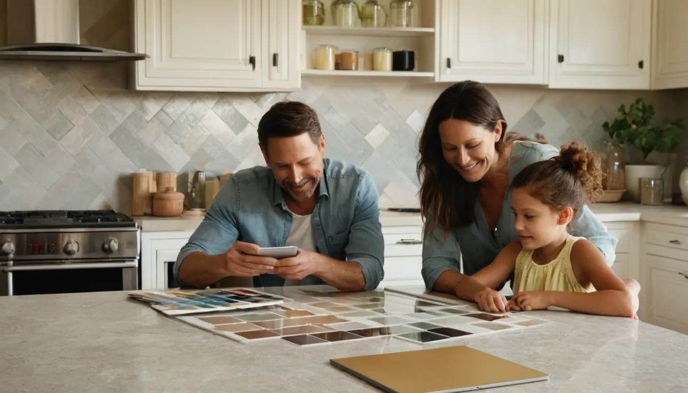 A family reviewing remodel plans at their kitchen table in the San Diego area